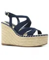 Kenneth Cole New York Solace Womens Faux Suede Open Toe Strappy Sandals In Navy- Kid Suede