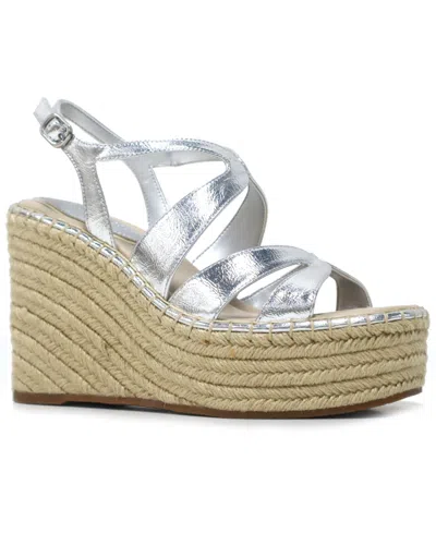 Kenneth Cole New York Solace Platform Wedge Sandal In Silver- Metallic Pu