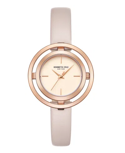 Kenneth Cole New York Women's Transparency Dial Nude Genuine Leather Strap Watch 32mm