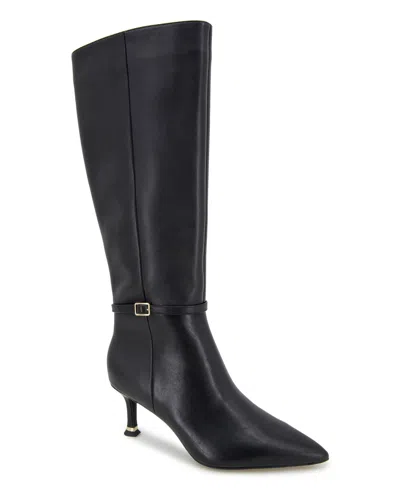 Kenneth Cole New York Women's Utah Pointed Toe Knee High Boots In Black Leather