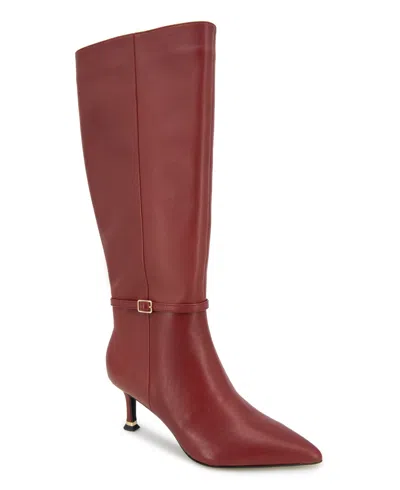 Kenneth Cole New York Women's Utah Pointed Toe Knee High Boots In Rio Red Leather