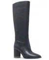 Kenneth Cole New York Women's Yvonne Knee High Block Heel Boots In Black Leather