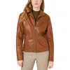 Kenneth Cole New York Womens Fall Short Leather Coat In Brown