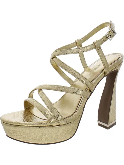 Kenneth Cole New York Womens Leather Platform Sandals In Gold