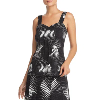 Kenneth Cole New York Womens Printed Ruched Tank Top In Black