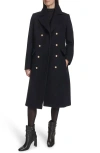 Kenneth Cole New York Wool Blend Double Breasted Coat In Blue