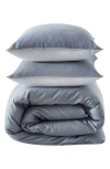 Kenneth Cole Nila Solid Comforter Set In Smoke/grey