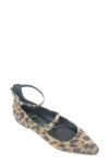 Kenneth Cole Nolita Ankle Strap Mary Jane Flat In Leopard Suede