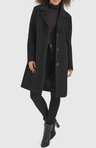 Kenneth Cole Tweed Belted Coat In Black
