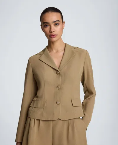 Kenneth Cole Notch Jacket With Flat Pockets In Brown