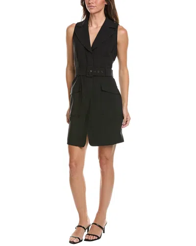 Kenneth Cole Notched Lapel Utility Dress In Black