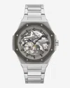 Kenneth Cole Octagonal Automatic Bracelet Watch In Gun Silver