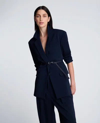 Kenneth Cole One Button Jacket With Belt In Blue