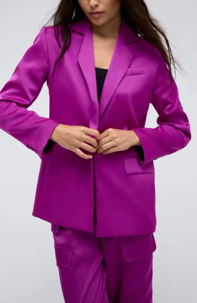 Kenneth Cole One-button Satin Blazer In Vivid Magenta