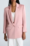 Kenneth Cole Satin Twill One Button Notch Collar Jacket In Rose