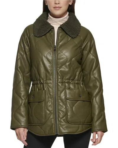 Kenneth Cole Onion Quilted Coat In Green
