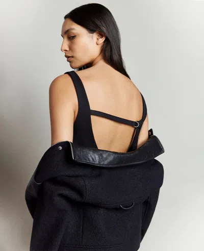 Kenneth Cole Open Back Strap Shift Dress In Black