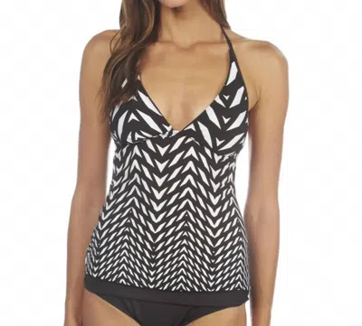 Kenneth Cole Optical Illusion Halter Tankini Top In Kkc Black