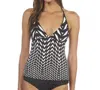 Kenneth Cole Optical Illusion Halter Tankini Top In Kkc Black In Multi