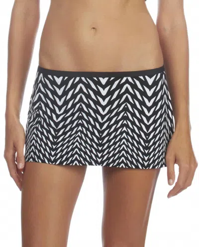 Kenneth Cole Optical Illusion Swim Skirt In Kkc Black