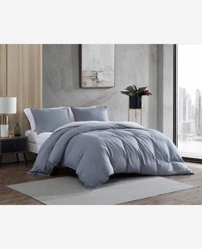 Kenneth Cole Organic Cotton Grey Duvet Cover Set In Open Dark Grey