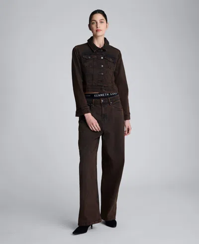 Kenneth Cole Overdye Denim Boyfriend Jean In Brown