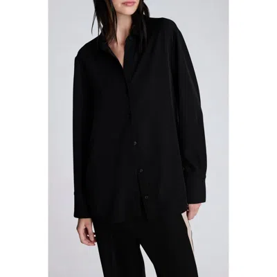Kenneth Cole Oversized Button Front Shirt With Long Sleeves In Black
