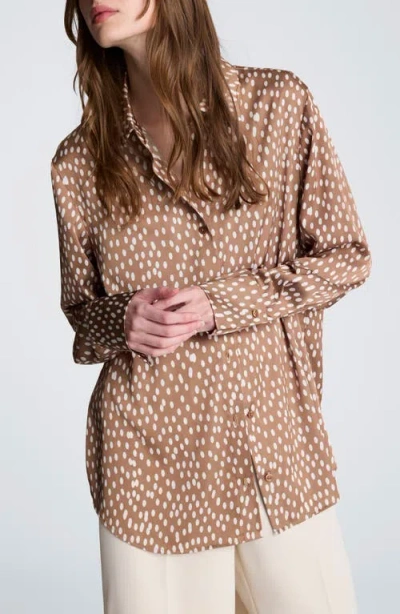 Kenneth Cole Oversize Button-up Shirt In Brown