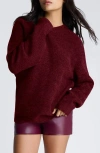 Kenneth Cole Oversize Chenille Sweater In Wineberry