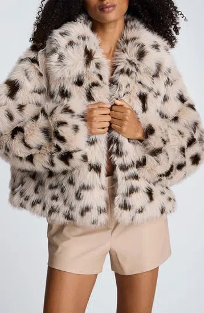 Kenneth Cole Oversize Faux Fur Crop Jacket In Neutral