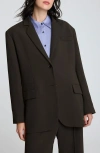 Kenneth Cole Luxe Twill Two Button Boyfriend Jacket In Brown