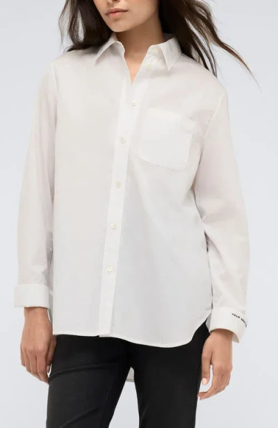 Kenneth Cole Oversize Long Sleeve Button-up Shirt In Pure White