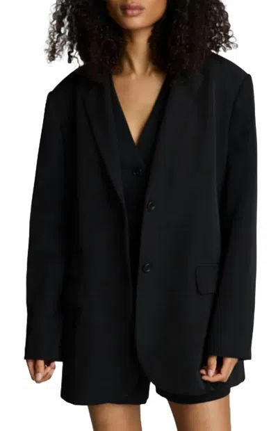 Kenneth Cole Luxe Twill Two Button Boyfriend Jacket In Black