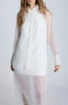 Kenneth Cole Oversized Button Front Long Sleeve Tunic In Pure White