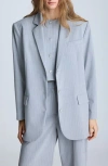 Kenneth Cole Pinstripe Button Notch Collar Jacket In Grey Dusk/pure White