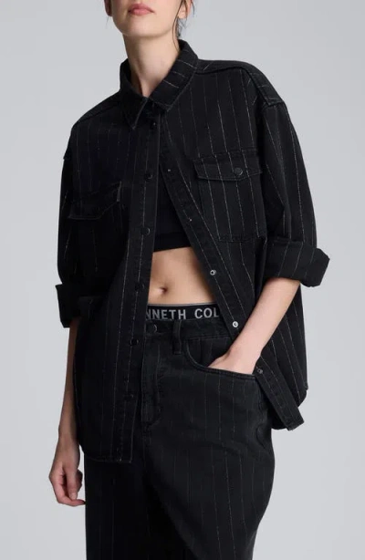 Kenneth Cole Oversize Shacket In Blue