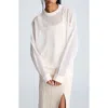 Kenneth Cole Sheer Oversized Crewneck Sweatshirt In Oyster