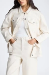 Kenneth Cole Oversize Trucker Jacket In Ecru Wash
