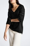 Kenneth Cole Oversize V-neck Sweater In Black