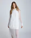 KENNETH COLE OVERSIZED BUTTON FRONT LONG SLEEVE TUNIC