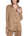 Kenneth Cole Oversized Button Front Shirt In Brown