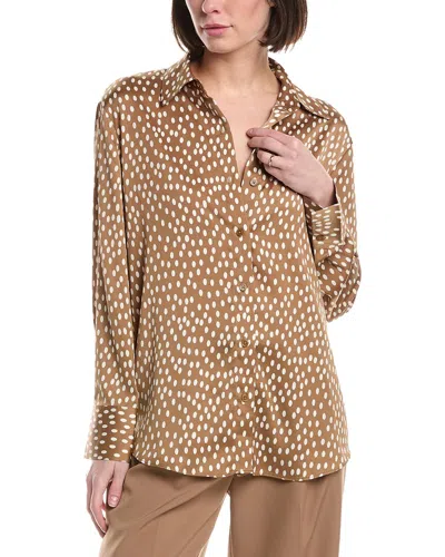 Kenneth Cole Oversized Button Front Shirt In Brown