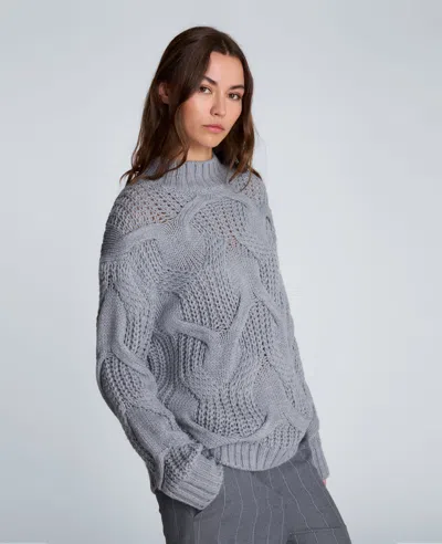 Kenneth Cole Oversized Cable Mock Neck Sweater In Gray