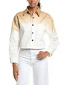 Kenneth Cole Gradient Oversized Cropped Shacket In Comfort Stretch Denim In Neutral