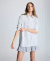 Kenneth Cole Oversized Long Sleeve Button Front Shirt With Double Cuff In Pure White,black