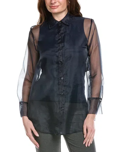 Kenneth Cole Oversized Sheer Top In Blue