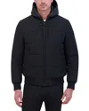 Kenneth Cole Oxford Hooded Bomber Jacket In Black
