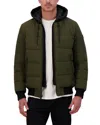 Kenneth Cole Oxford Hooded Bomber Jacket In Green