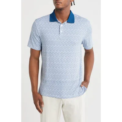 Kenneth Cole Palm Print Golf Polo In Blue