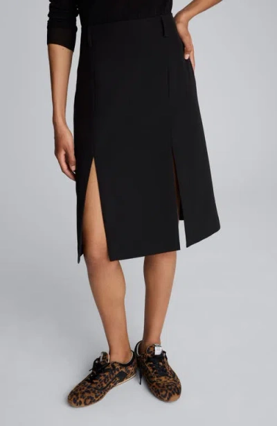Kenneth Cole Paneled Luxe Twill Skirt In Black
